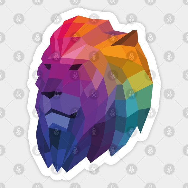 Rainbow Geometric Lion Head Sticker by shaldesign